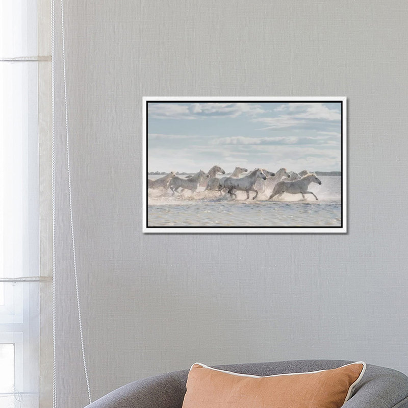 White Angels of Camargue XXVI 1 Piece Wall Art on Canvas, 66.04 cm H x 45.72 cm W, White Framed