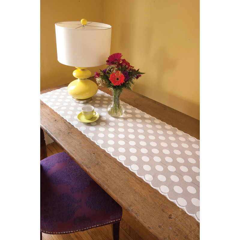 Haughton Polka Dots Lace Rectangular Table Runner, 72" L x 18" W