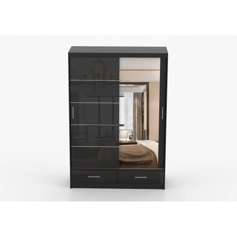 Charlesa Manufactured Wood Wardrobe, Black