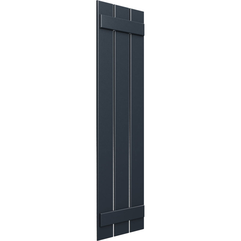 Volets en PVC True Fit à trois planches espacées, Bleu nuit sans étoile, H 49 po x l 17,125 po x P 0,625 po