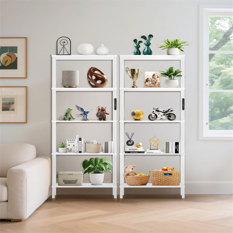 Metal Etagere Bookcase, (5 Shelves) 170.5cm H x 60cm W x 30cm D, White