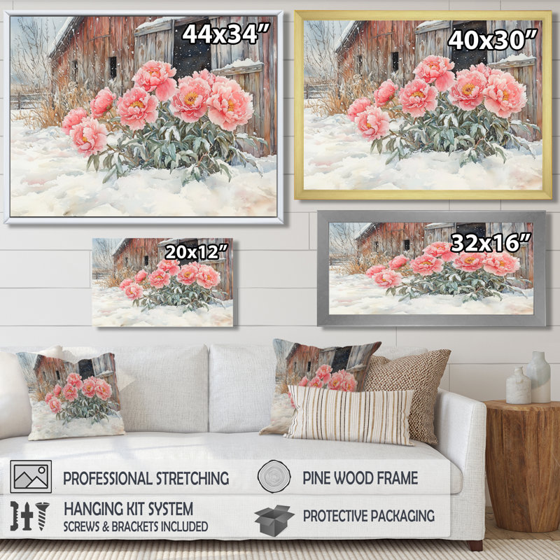 Doyers - Floral Oversized Canvas Prints, Single Picture Framed Print, Silver, 30" H x 40" W