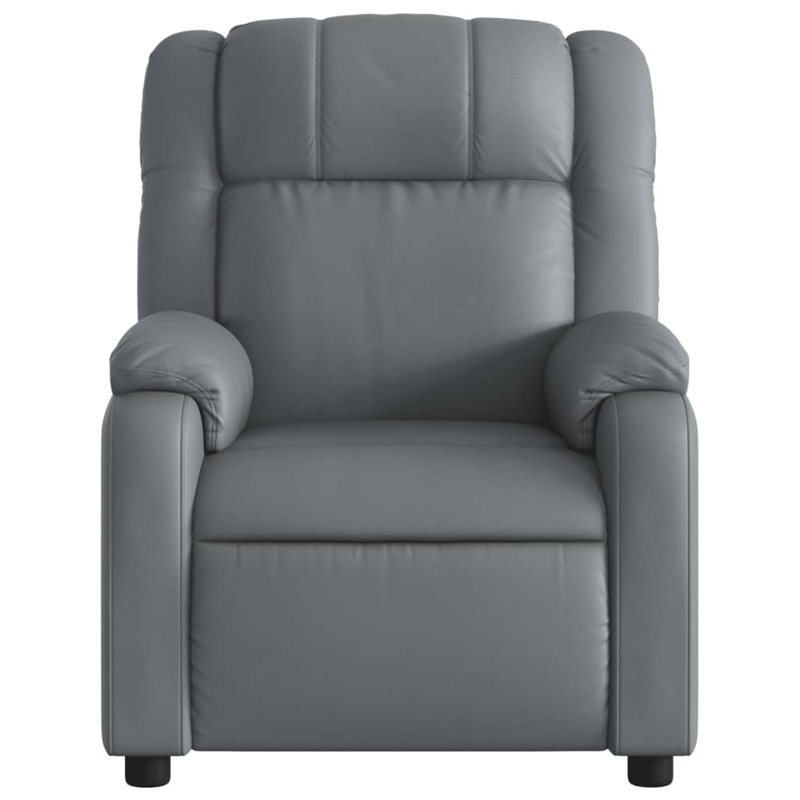 vidaXL Massage Recliner Chair, Adjustable, Leather, Gray Faux Leather