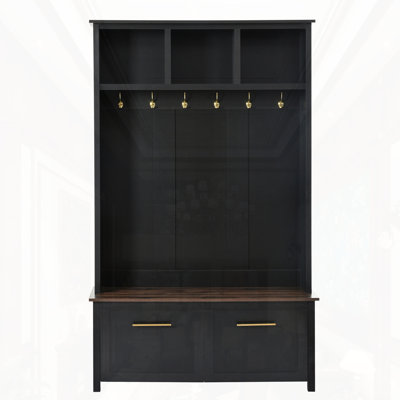 4-In-1 Hall Tree With 6 Golden Hooks