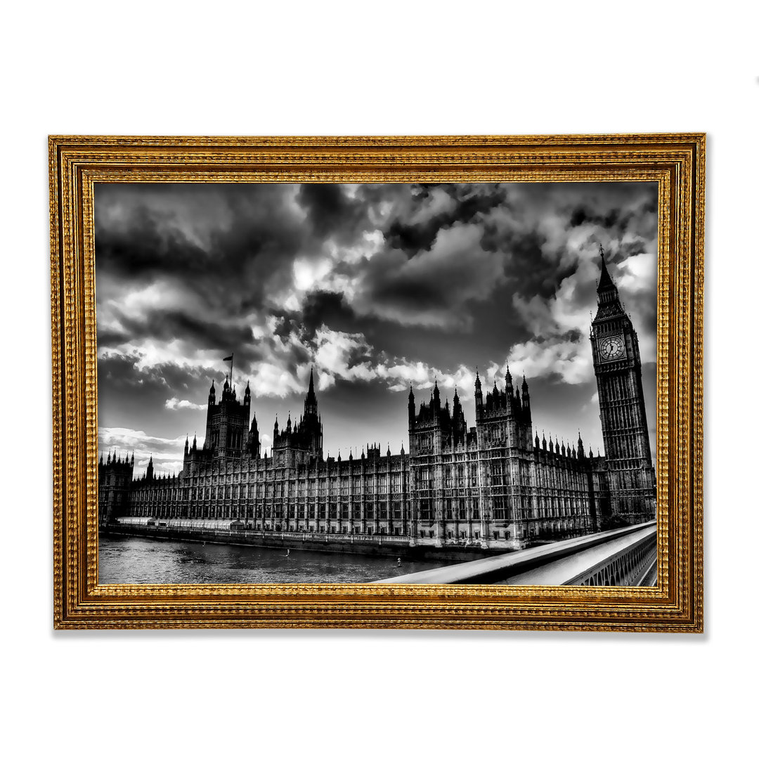 London Houses Of Parliament B und W Sturmwolken - Druck