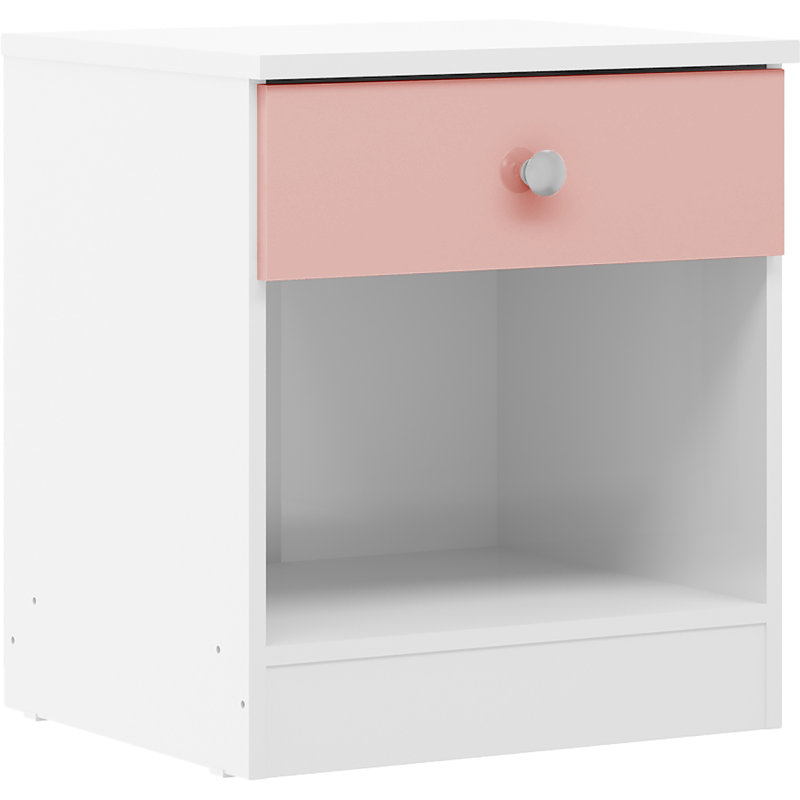 Sydnea 1 Drawer Bedside , White/Pink