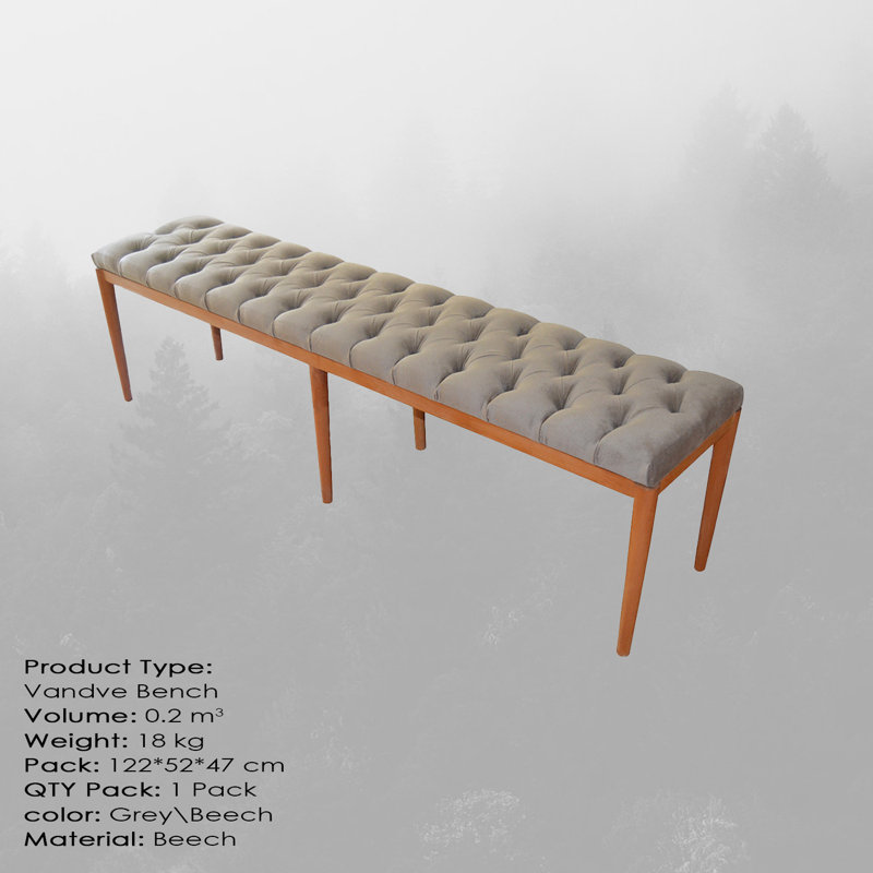 Banc en bois Vidal, H 17,72 po x l 47,24 po x P 19,69 po