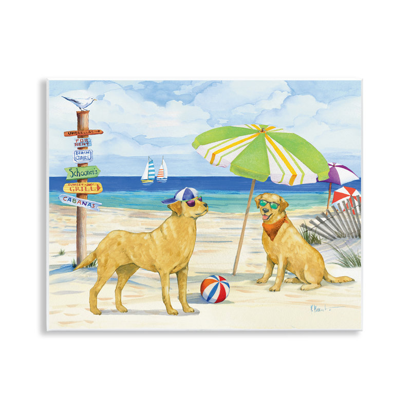 Dog Day At Beach Wall Plaque Art by Paul Brent