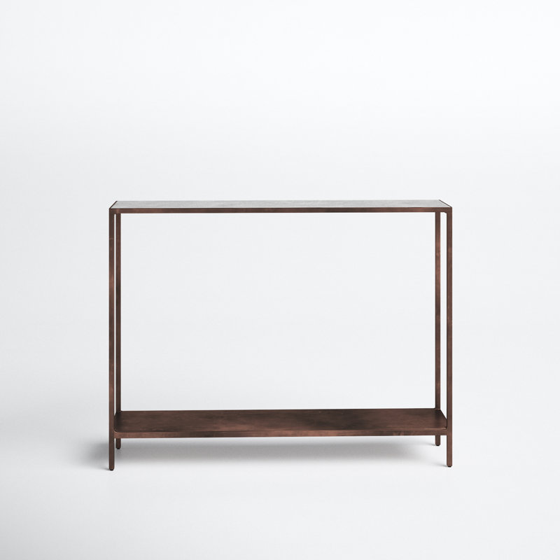 Henriette Contemporary 42'' Brown/White Marble & Metal Console Table with Storage