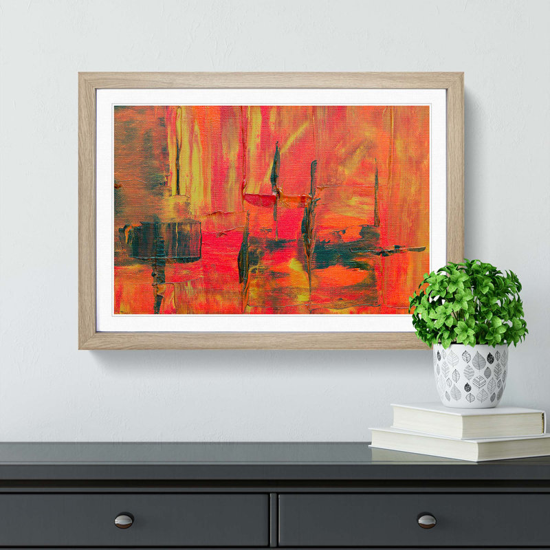 Abstract Art Painting Vol.293 by S.Johnson - Picture Frame Painting Print, Oak Framed, 36cm H x 48cm W x 2cm D