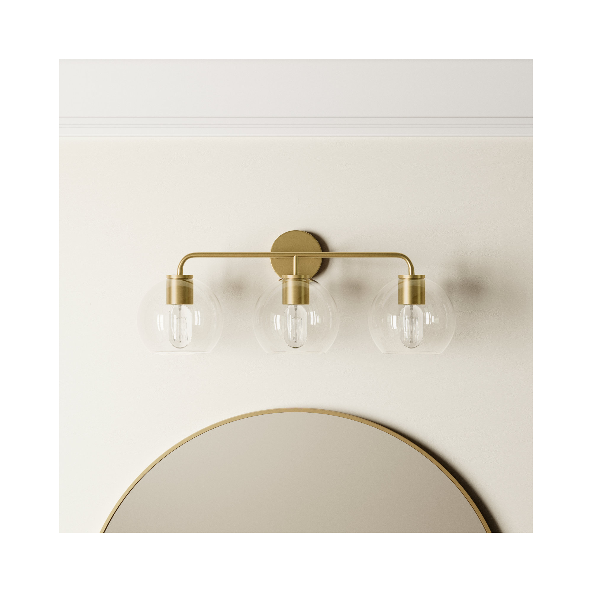 Childerley 3-Light Dimmable Vanity Light, Satin Brass, Clear