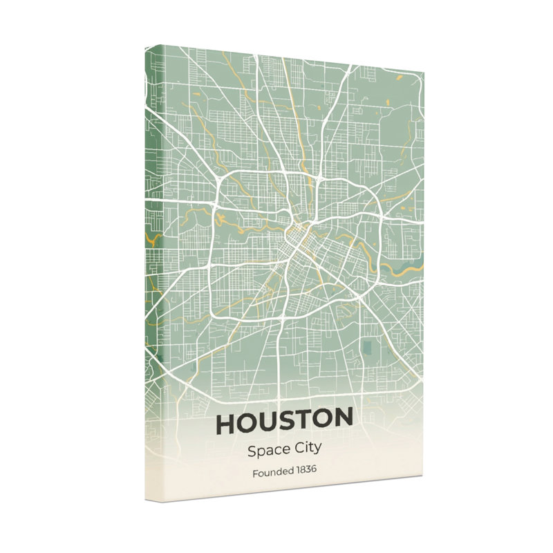 Scénario et paysages urbains, impression de carte de la ville de Houston, H 30 po x l 20 po