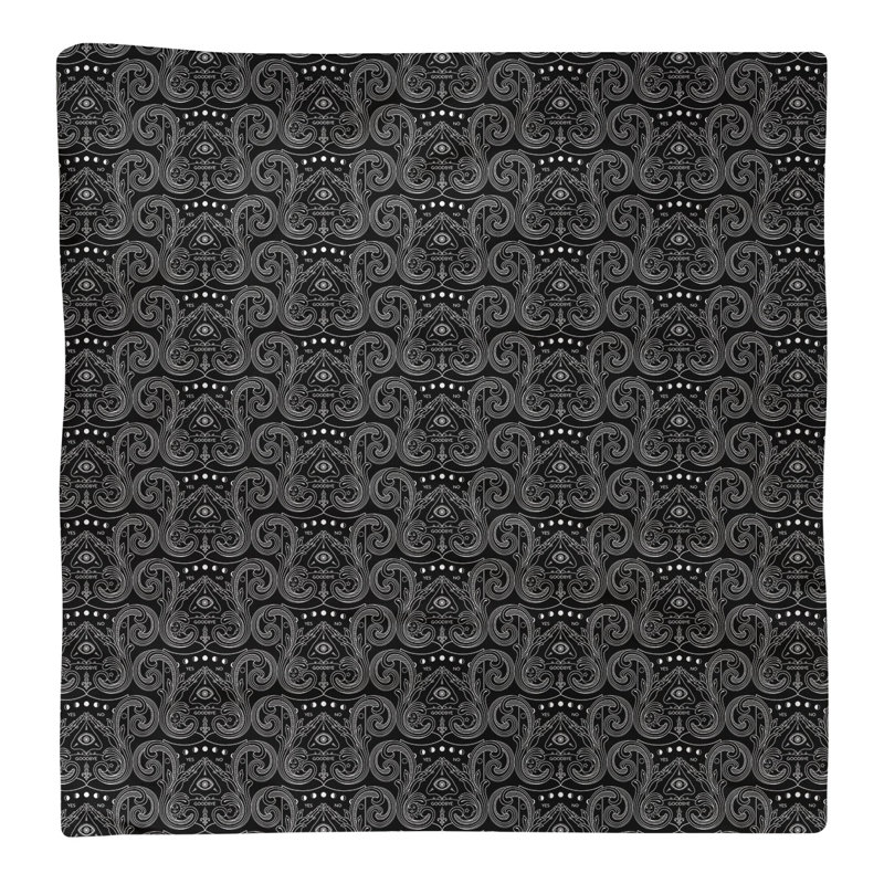 Serviette de coton à motif troisième œil, Noir / Blanc, H 0,1 po x l 22 po x P 22 po, Sergé de polyester
