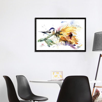 Chickadee and Sunflower 1 Piece Painting on Canvas