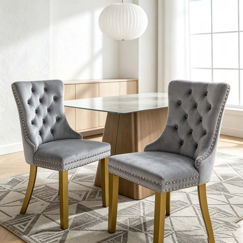 Chaise de salle à manger rembourrée moderne, Light Gray