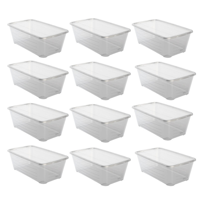 Boîte de rangement empilable avec couvercle Life Story, Paquet de 24, Transparent