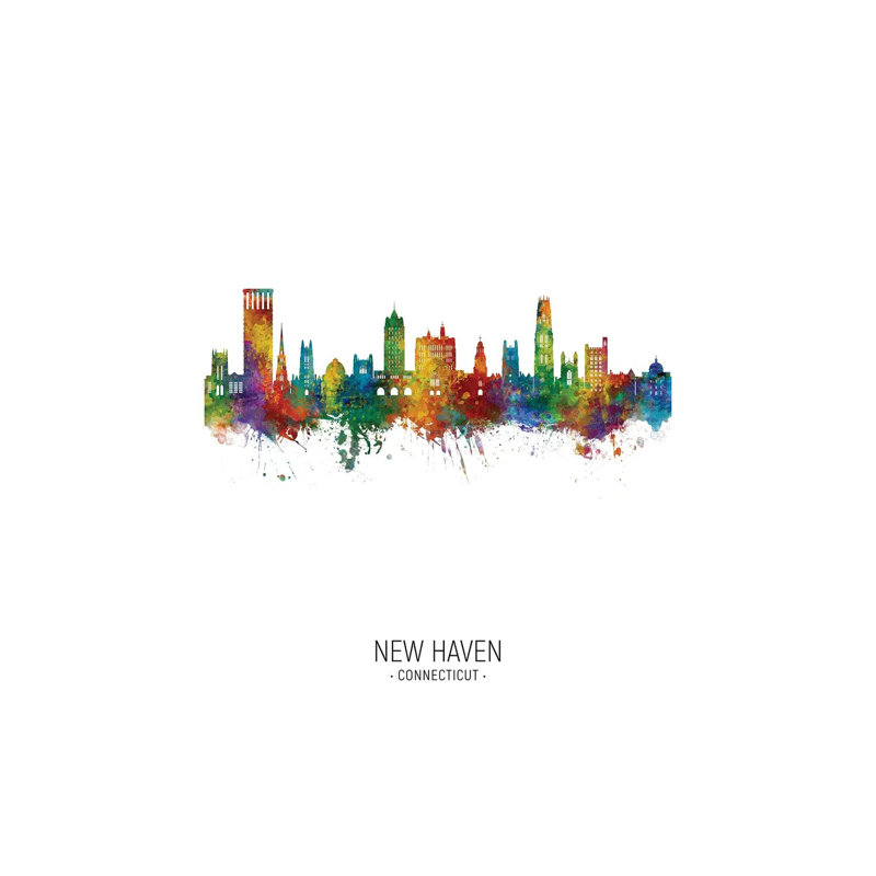 New Haven Connecticut Skyline Portrait by Michael Tompsett - Wrapped Canvas Painting, 101.6 cm H x 66.04 cm W x 3.175 cm D