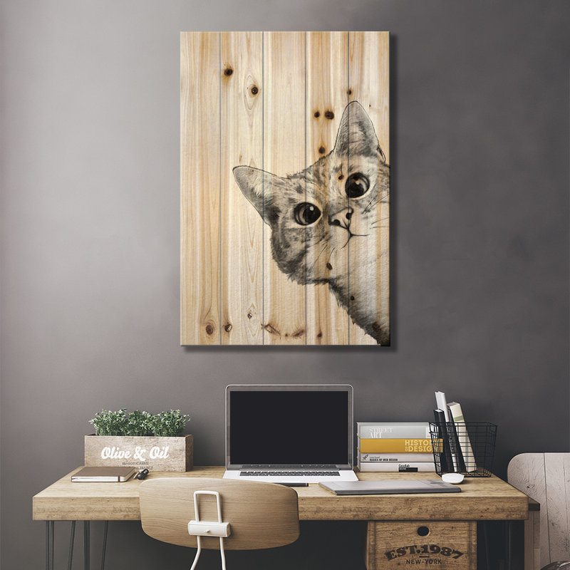 " Sneaky Cat " by Laura Graves, 18" W x 26" H