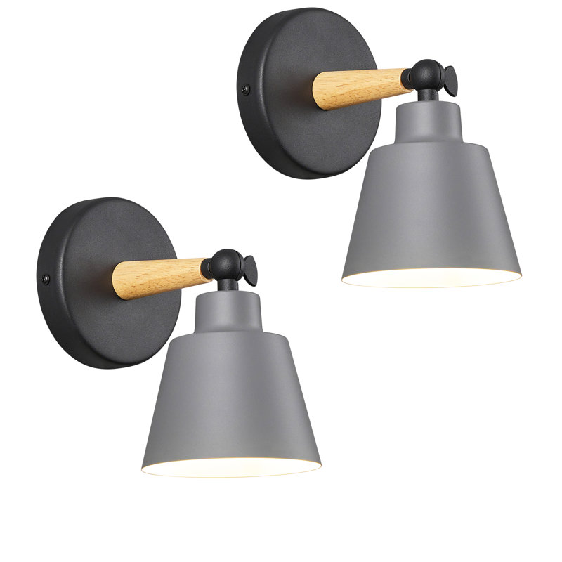 Modern Macaron Wall Sconces Set Of Two Indoor Wall Light Iron Art Lampshade Light Fixture Adjustable Angle Bedside Wall Lamp For Living Room Bathroom Corridor Entrance Study Bedroom