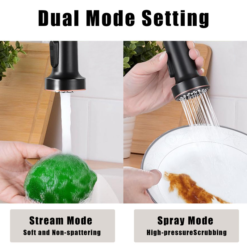 Single Handle Pull-Down Spray Kitchen Faucet - Dual Mode Setting, 1 Or 3 Hole Kitchen Sink Faucet., Oil Rubbed Bronze