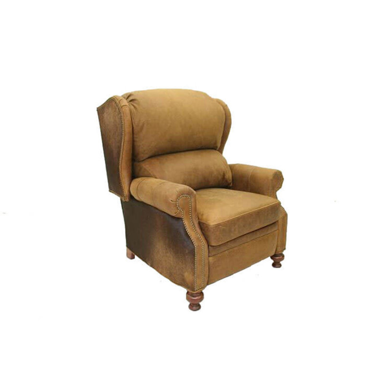 Leather Wingback Chair, Hair Hide Brown/White, Old Gold E, French Ivory