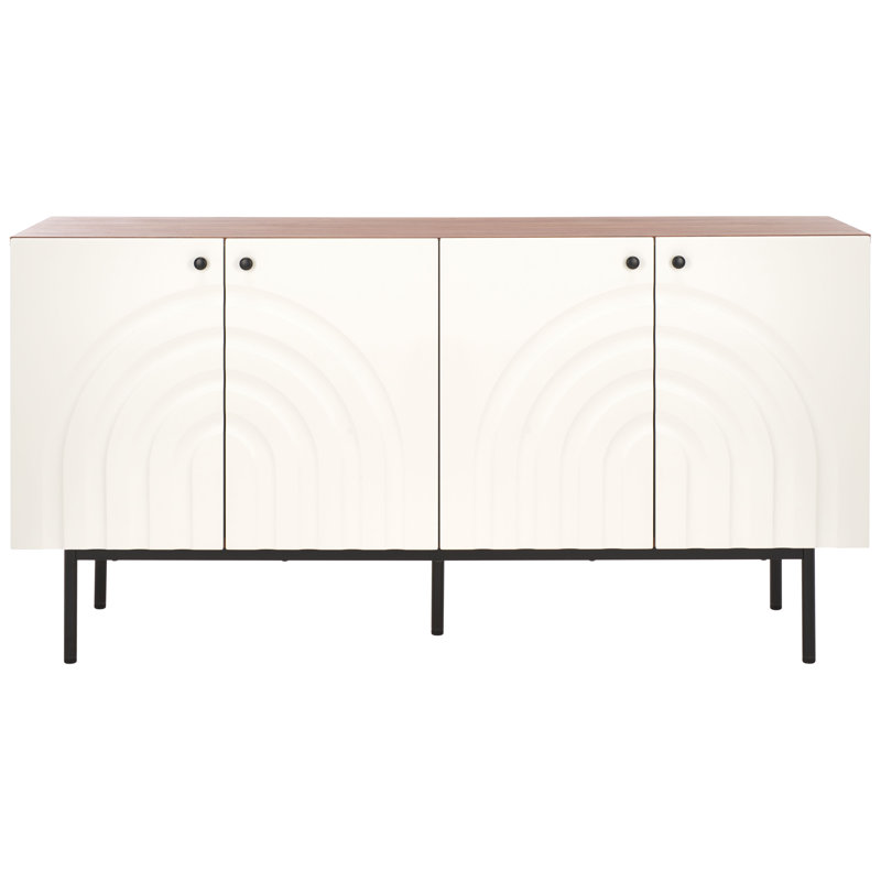 Buffet 4 portes Muneet, Noyer / blanc / noir