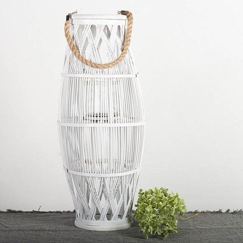 Wood Tabletop Lantern, 24.75" H x 8.5" W x 8.5" D