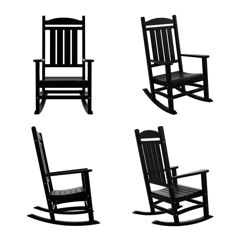 Chaise berçante d'extérieur en plastique Laguna, Noir