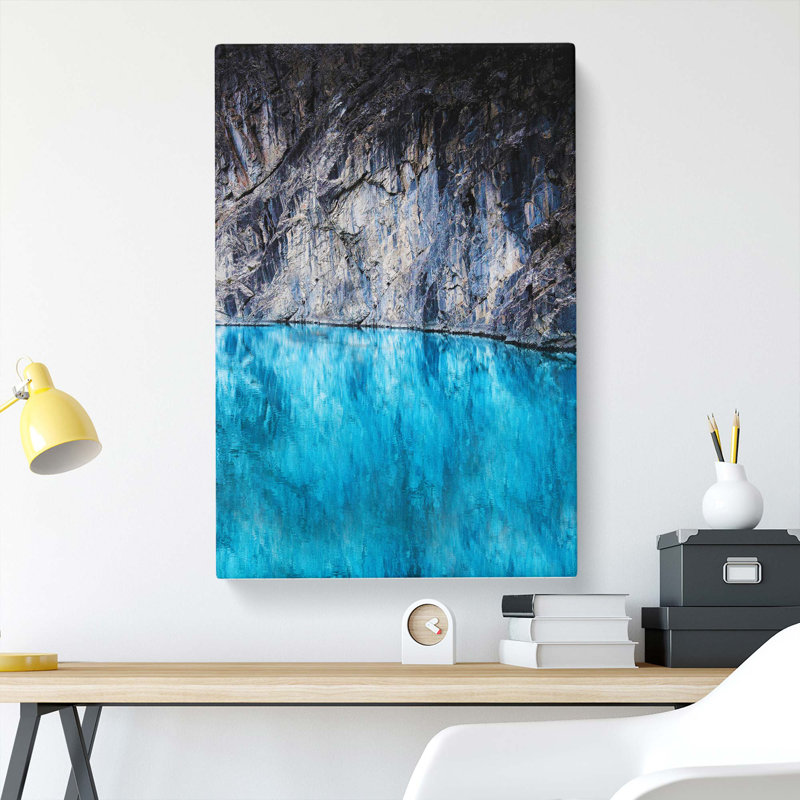 Water Meeting Rock - Wrapped Canvas Painting, 50cm H x 35cm W x 3cm D