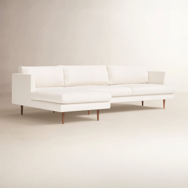 Miller Polyester Blend Sectional, Left Hand Facing, Stax Dust Blue Velvet