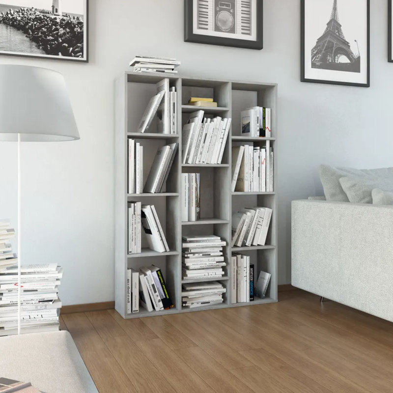 Nickens 140cm H x 100cm W Standard Bookcase, Concrete Grey