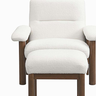 Fauteuil d'appoint moderne avec repose-pieds, fauteuil Mid-Century avec repose-pieds, fauteuil rembourré en tissu confortable avec structure en bois massif pour le salon