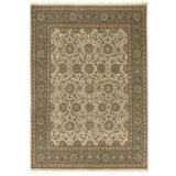 Hand Knotted Wool Area Rug in Cream And Green