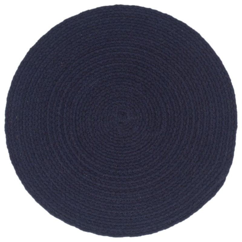 Billingsy Cotton Solid Colour Round Placemat, Navy Blue
