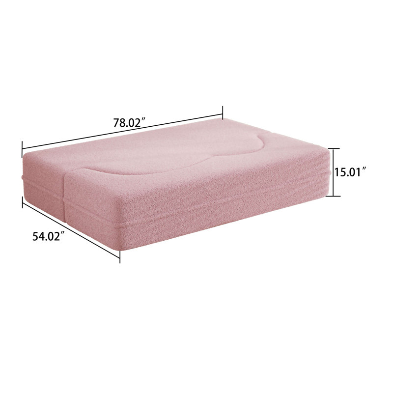 Canapé-lit convertible 2 places avec 2 coussins Modern Minimalist, Ourson rose