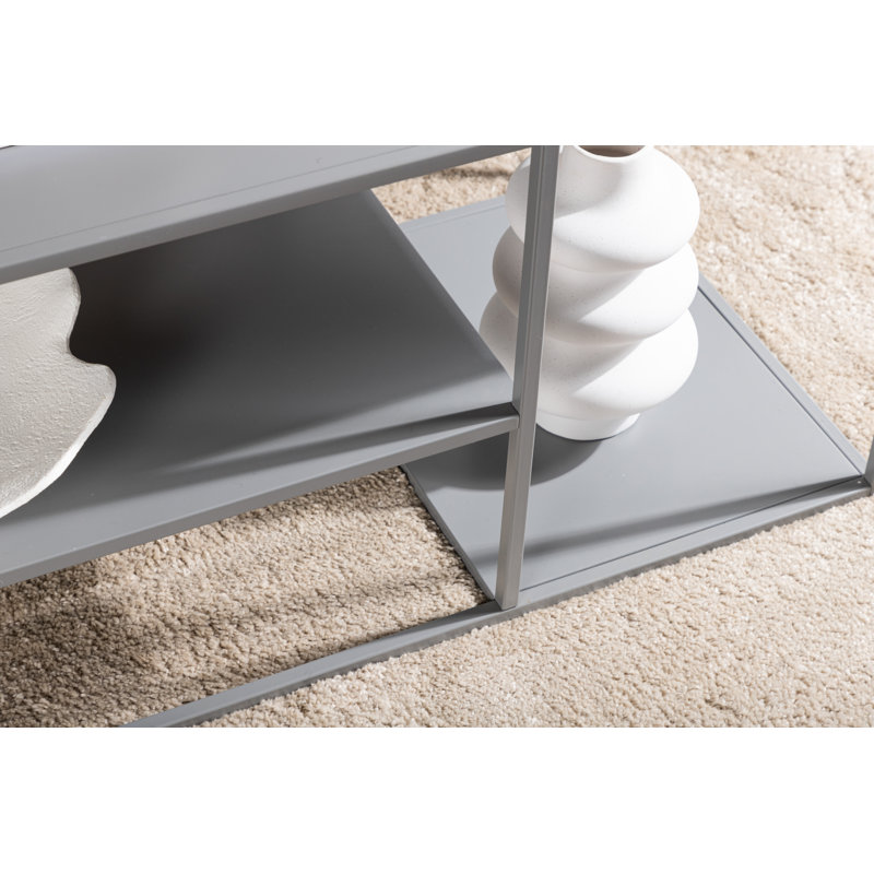 Febiya Frame Coffee Table with Storage, Light Grey
