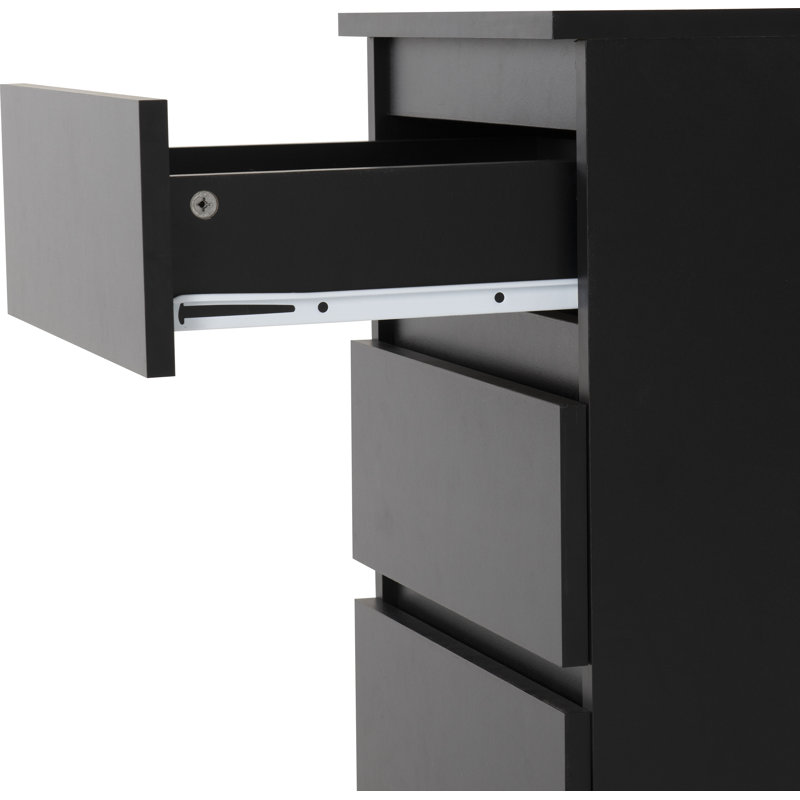 Braunstein 6 Drawer Bedside Table, Black