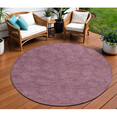 Tapis rond intérieur géométrique lavable 8 pi aubergine