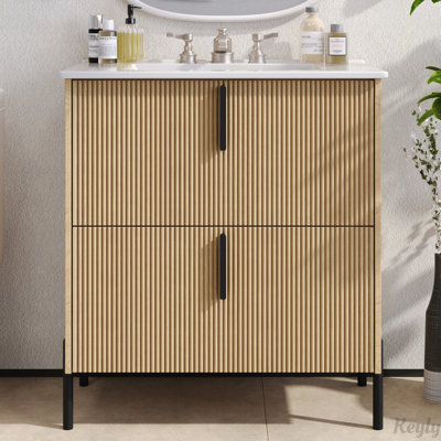 Meuble-lavabo 30 po avec lavabo en céramique et tiroirs pleine extension