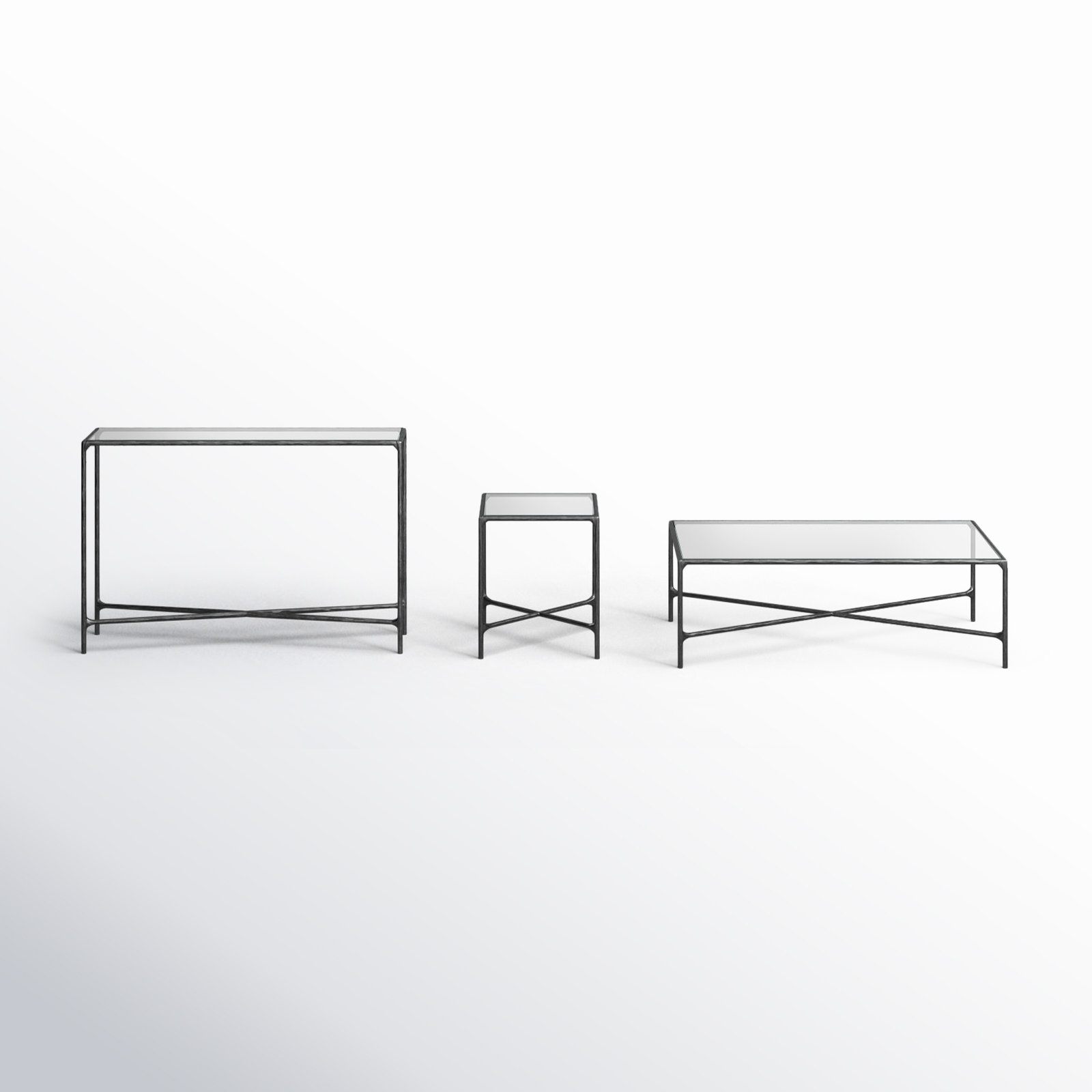 Evelynn 3 - Piece Living Room Table Set, Clear, Black