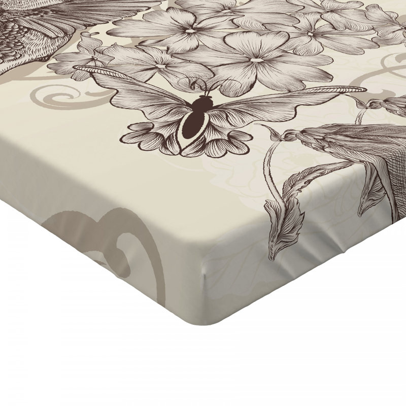 Hummingbirds Microfiber Floral Fitted Sheet, Queen Fitted Sheet