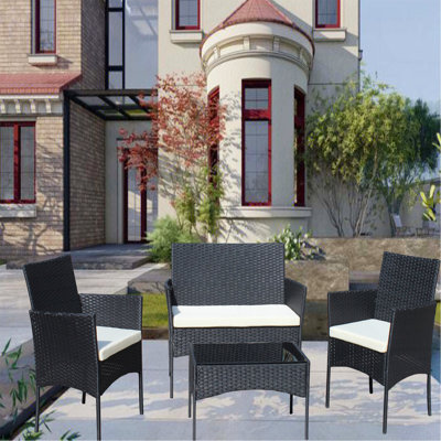 Ensemble de meubles de patio en rotin pour 4 pièces