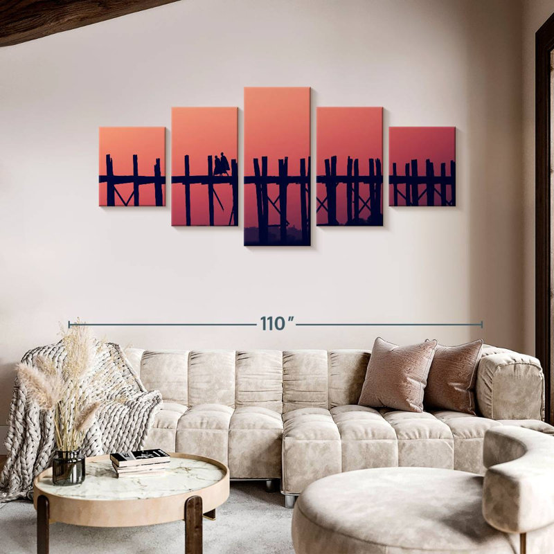 Pont U Bein au coucher du soleil, H 42 po x l 92 po