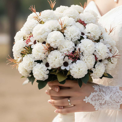 3 bouquets de fleurs artificielles en soie bouquet d'hortensias pour décoration de fête de mariage à domicile
