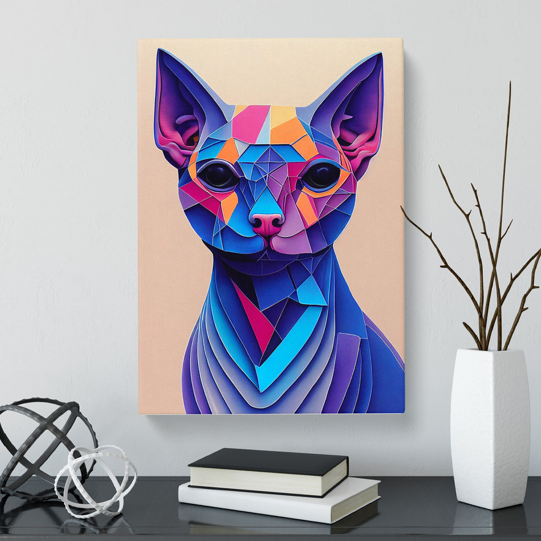 Sphynx Cat Geometric - Wrapped Canvas