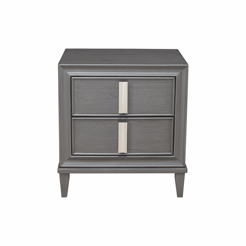 Table de chevet 2 tiroirs Edeline, gris foncé