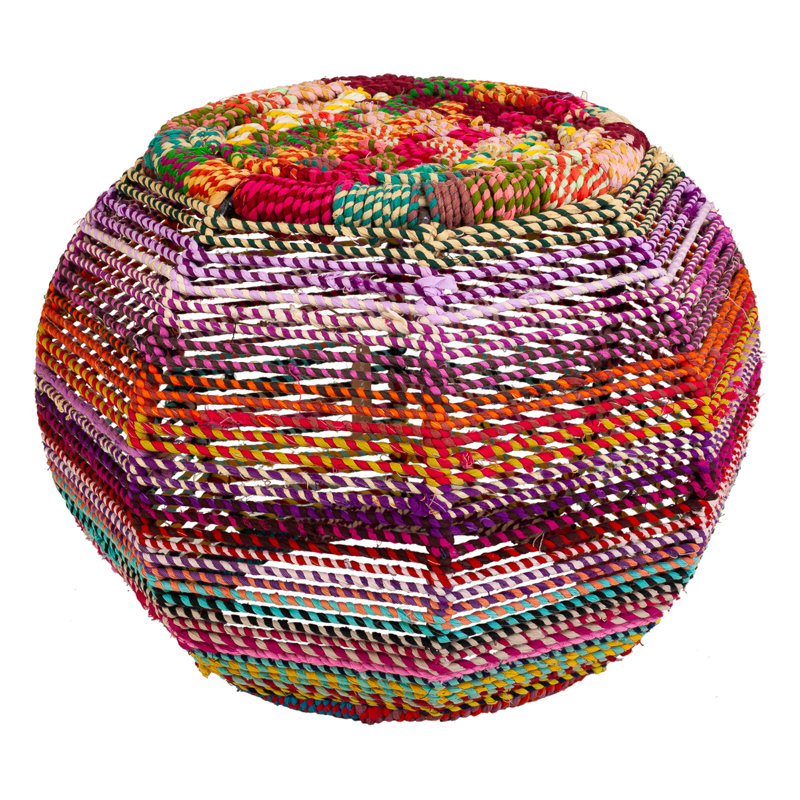 Brevan 30cm Wide Round Striped Pouffe Ottoman