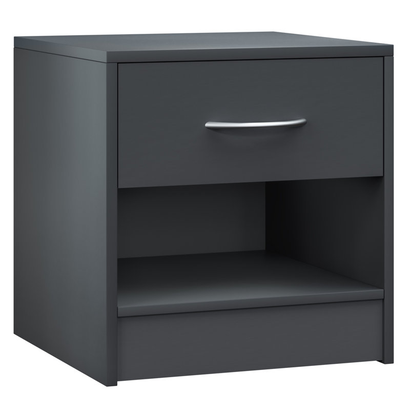 Abrahms 39cm W MDF/particle Board Bedside Table, Anthracite