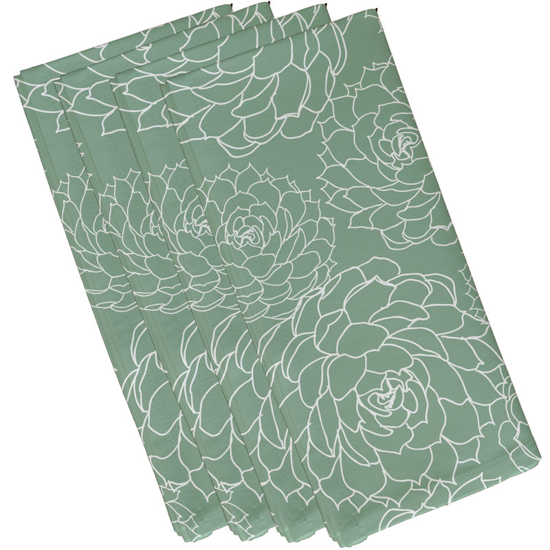Gorrell Polyester Floral Square Napkin, Green