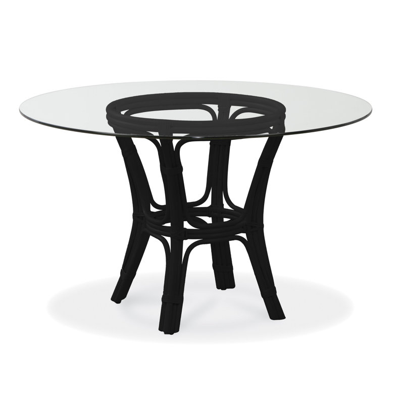 Trellis Round Glass Dining Table, 29" H x 48" L x 48" W, Navy